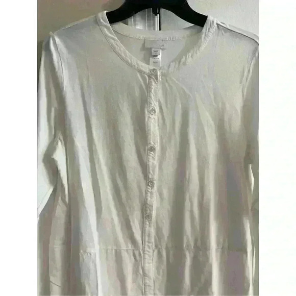 J. jill Womens Medium Modal Blend Half Button Up Roll Sleeve Tab Top - Picture 2 of 6